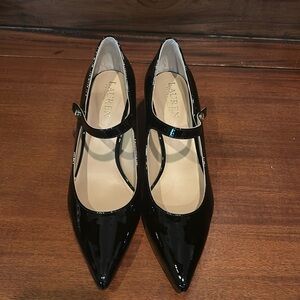 RALPH LAUREN shiny black heels NWOB
